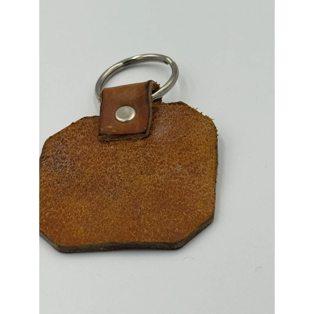 Vintage Personalized Leather Keychain Judy Name Fob Brown Western Style Embossed
